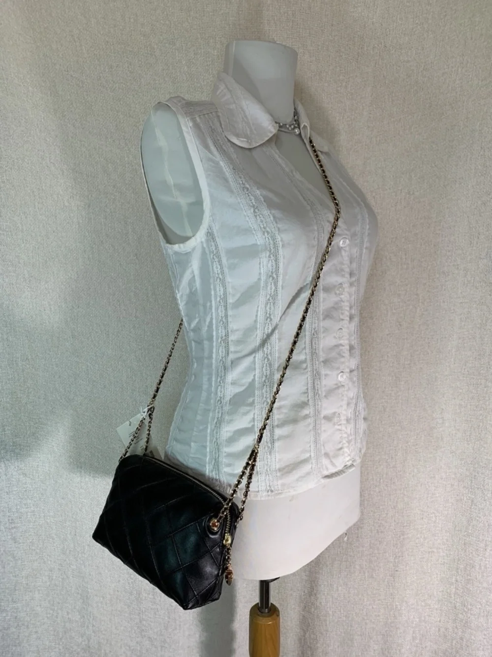 NEW Tory Burch Fleming Soft Black Quilted Leather Crossbody Bag